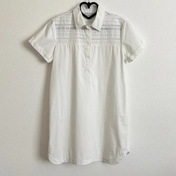 Cupcakes & Cashmere White Embroidered Cotton Collared Shirttail Mini Dress Sz S - Picture 9 of 9